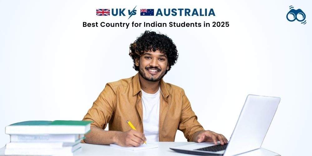Indian students comparing UK and Australia study options, tuition fees, and work visas for 2025.