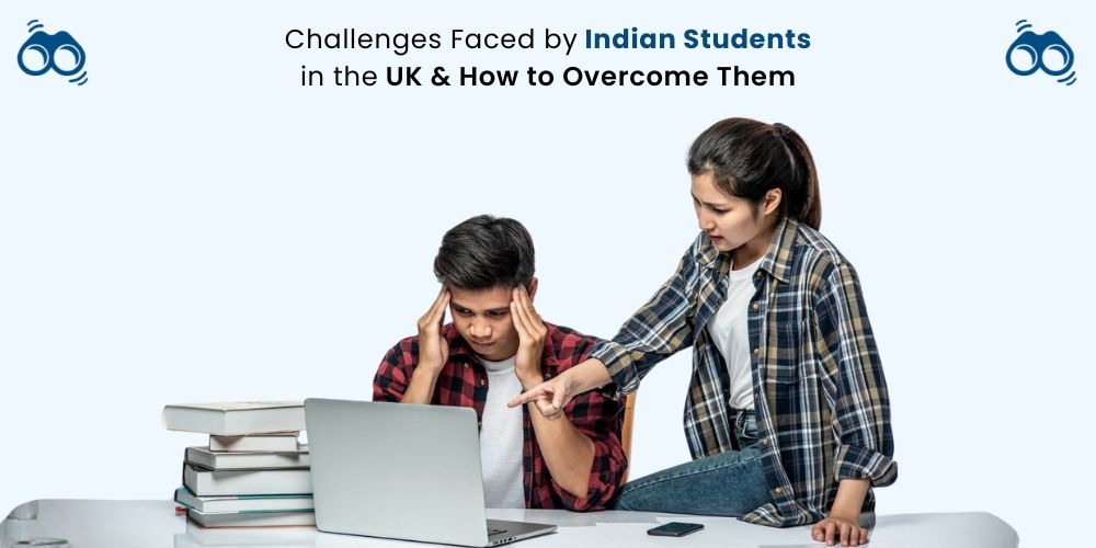 Indian students studying in the UK adapting to new culture and academic environment.
