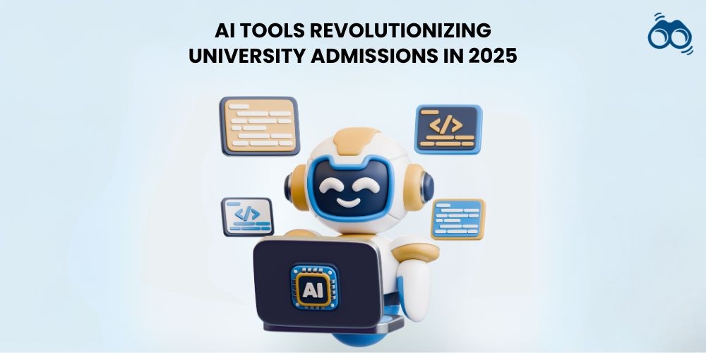 AI-powered university admissions analyzing applications, essays, and predictive data for fair and efficient college acceptance